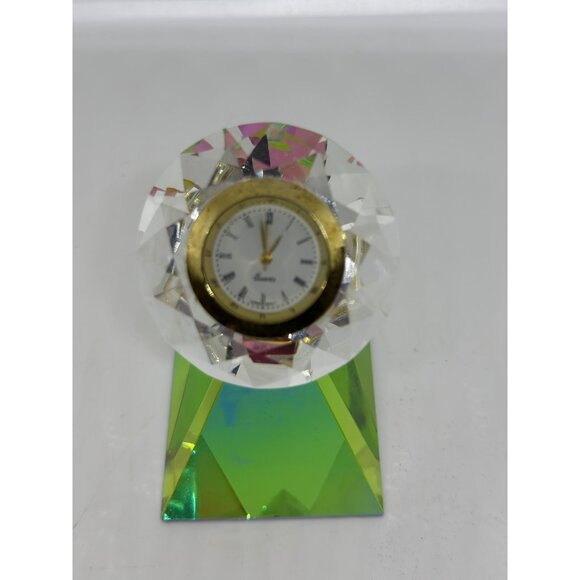 VTG Crystal Clear Rainbow Prism 3.25"x2" Desk Clock Table Watch Display Colorful - Picture 7 of 9